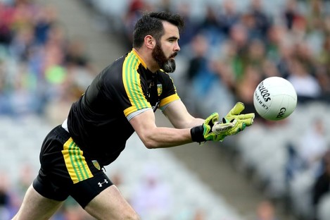 Paul Durcan in action for Donegal against Mayo in the All-Ireland quarter-final.