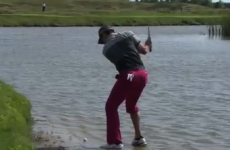 Rory McIlroy played his ball from the water to the green to brilliantly save par