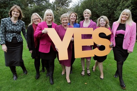Female politicians from various parties calling for a Yes vote in the same-sex marriage referendum.
