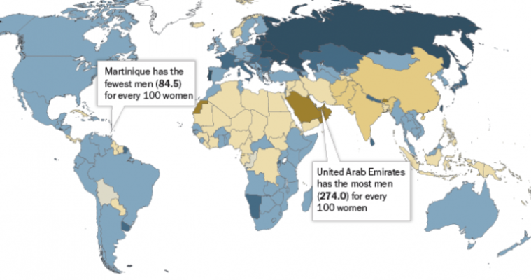 This Map Shows Where Women Outnumber Men Around The World 