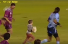 Toddler scores a try in Australian rugby match