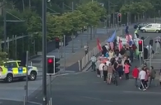 Protesters march to Tallaght Garda Station in solidarity with "The Jobstown 23"