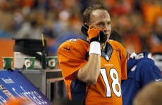 Peyton Manning takes precautions when he's in the Patriots' locker room cos he thinks it's bugged