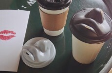 This lip-shaped coffee cup lid is next level creepy