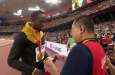 Usain Bolt and the runaway Segway cameraman were reunited this afternoon