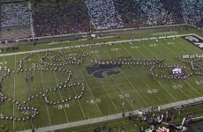 This college marching band are in trouble for dissing their rivals with a phallic formation