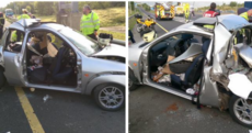 Somehow, nobody was seriously hurt in this six-car accident on the M50