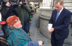 'The street is a cold place' Enda Kenny gives coffee to man protesting outside Dáil