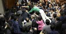 WATCH: Japanese politicians get into massive brawl... over pacifism