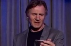 Take a break and watch Liam Neeson read the words 'Eat s**t fart breath Neeson'