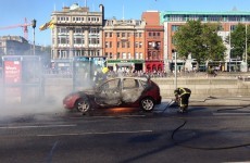 Car goes on fire in Dublin city centre