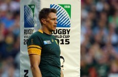 Jean de Villiers went back on the field with a broken jaw yesterday, but now he's out of the RWC