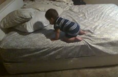 A baby was stranded on his bed... so he came up with a genius solution for getting off
