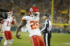 Jamaal Charles ripped off the Lambeau Leap and Aaron Rodgers' TD celebration last night