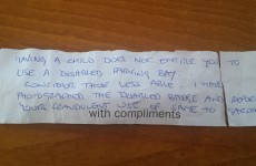 Mother of disabled boy returns to car to find note threatening to report her to gardaí
