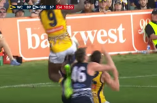 6'7" Aussie Rules star gets some serious hang time for the AFL Mark of the Year