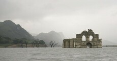 This sunken 400-year-old church has emerged from a reservoir