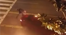 WATCH: Man attacking cars with a machete gets run over