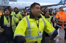Airport staff welcome All Blacks home with Haka on the runway