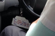This note spotted on a taxi driver's wheel is melting hearts