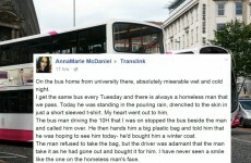 This act of kindness by an Irish bus driver to a homeless man is absolutely lovely