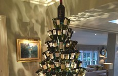 Pubs have started putting up their own Christmas trees made out of wine bottles