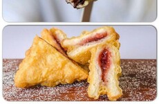 An Irish chipper in Sydney is selling battered black pudding and deep fried jam sandwiches