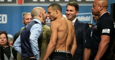 Spike O'Sullivan stuck the lips on Chris Eubank Jr at their weigh-in