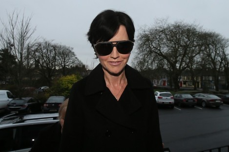 Dolores O'Riordan arrives at Ennis District Court today.
