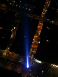 The Garda helicopter got an amazing view of the Millennium (Falcon) lightSpire last night...
