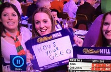These Mayo girls were spotted holding up the most Irish sign at the darts