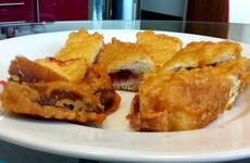 This Dublin chipper is selling deep fried jam sandwiches today