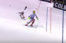 A kamikaze drone almost took out this skier mid-race
