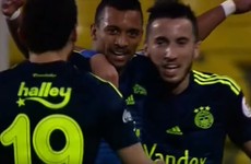 Nani almost shattered the crossbar with this belter of a goal for Fenerbahce