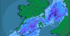 There's a lot of rain over the bottom half of Ireland right now
