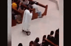 A priest got in trouble for riding his hoverboard at Christmas Mass