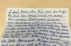 This cat arrived home to its owner with a lovely note explaining where she was