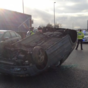 Car flips over on M50 slip road