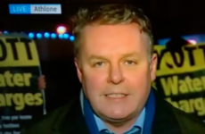 Live RTÉ report about flooding interrupted by water protesters
