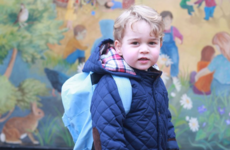 Britain's Prince George looks only delighted on his first day at school