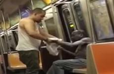 Watch: Train passenger gives shivering homeless man his t-shirt