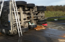 Major delays on the M50 after cement lorry overturns