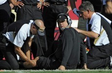 WATCH: An NFL coach break his leg... while on the sidelines