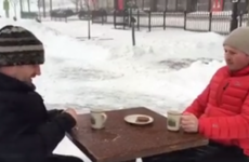 Two Irish lads sat down for a nice cuppa tea in the middle of Storm Jonas