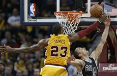 LeBron James loses possession, sprints the length of the court to win it back