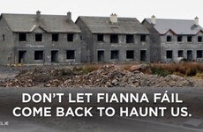 Fine Gael are using ghost estates on their posters, but little has been done to stop it happening again