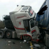 M1 lane blocked after crash between two heavy-goods lorries