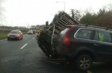 Overturned vehicle blocking traffic on the M50