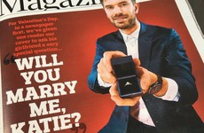 A man proposed to his girlfriend on the cover of today's Observer magazine