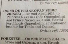 14 of the most hilariously posh birth announcements ever published